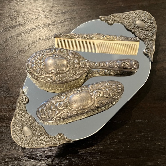 Vintage Silver Plated Vanity Set - Picture 1 of 6